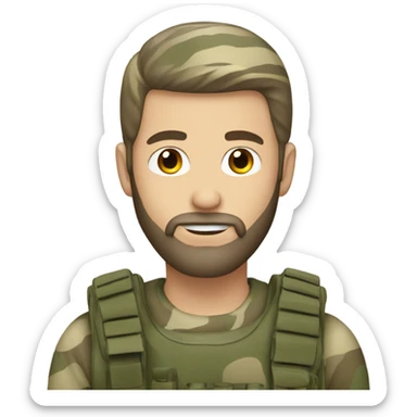 White guy with beard in camouflage  sticker