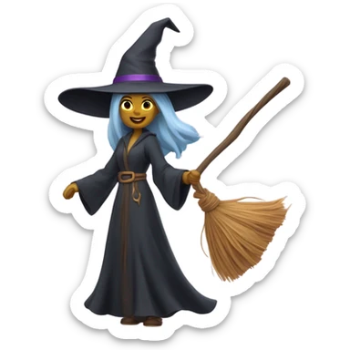 broom witch sticker