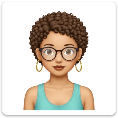 a lightskin mixed girl with hoop earrings and curly hair with glasses and an arabic girl with pixiee cut sticker