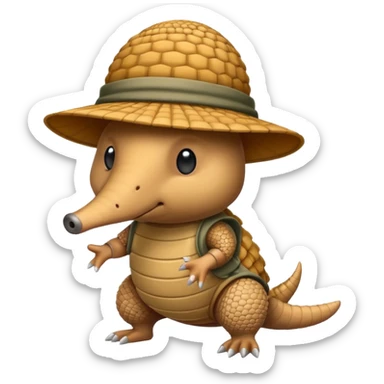Armadillo with incognito hat sticker