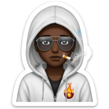 melanin with tears smoking with a hoodie on and shades  sticker