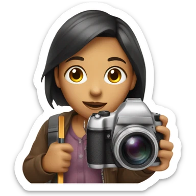 girl with a camera and a pencil sticker