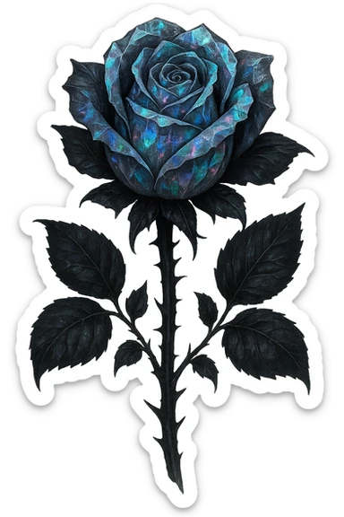 goth Opal crystal rose flower, remove background sticker
