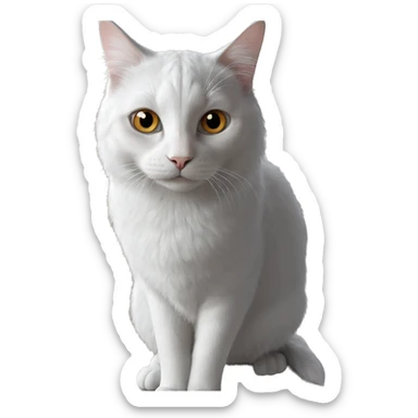 realistic white cat portrait sticker