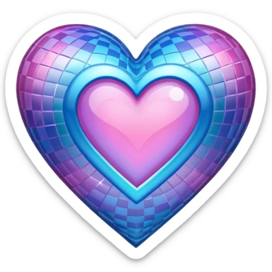 glitter heart with checkered multi-color pattern sticker