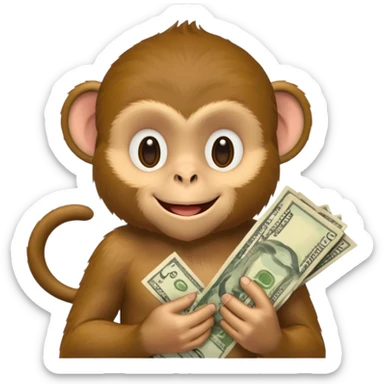 monkey holding money on shoudure sticker
