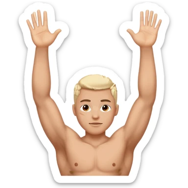 Una persona levantando los brazos y que en el brazo derecho tenga un 6 y en el otro un 7 sticker