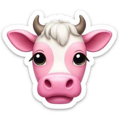 Pink kawaii cow  sticker