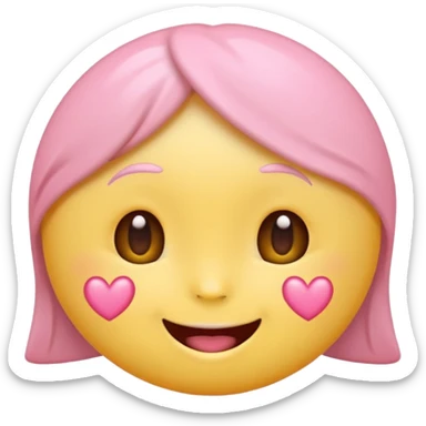 cute emoji, heart eyes, playful grin, pastel pink and yellow sticker