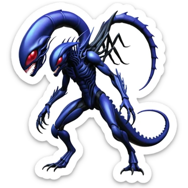 Abstract Futuristic Venom-Xenomorph-Genesect-Lunala-ET-hybrid-fantasy-creature (full body) sticker