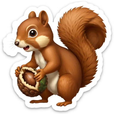 Squirrel bite giant acorn, panic sticker