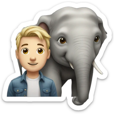 young white man next to an Asian elephant sticker