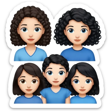 Algo de Disney y por detrás o delante pon a quatro chicas: una con el pelo largo rizado marrón , otra con el pelo muy corto negro, como un chico, otra con el pelo mediano liso marrón con ojos azulesy otra con el pelo negro largo liso . Todos son color carne. Es para el viaje sticker