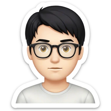 gamer boy with black hair and glasses sticker