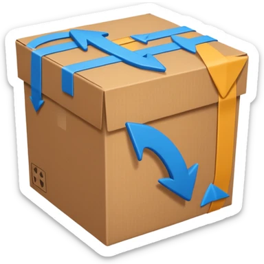 package box with arrows circling around it sticker