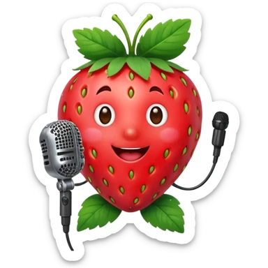 Singing Strawberry who is singing to a mic sticker
