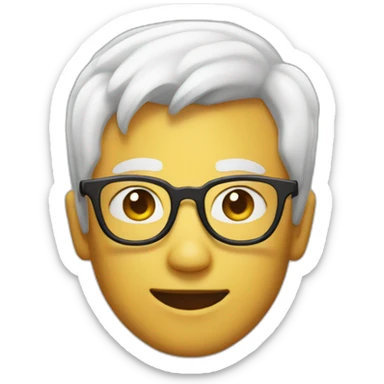 smirk emoji with glasses and white short hair  sticker