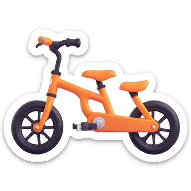 small kid's bike with four wheels, two big and two small sticker