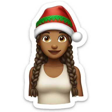 brown girl with african braids christmas hat sticker