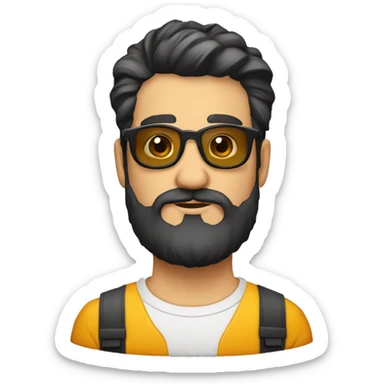 moreno cabello corto gafas redondas barba sticker