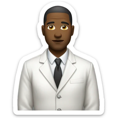 person in white jacket tied across their chest  sticker