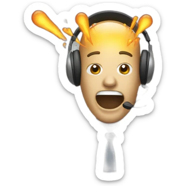 Telemarketing exploding head sticker