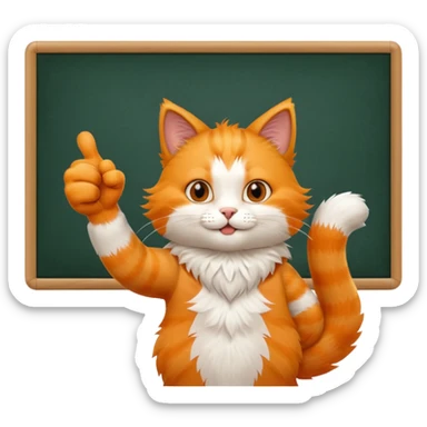 Cat with thumbs up next to a whiteboard sticker