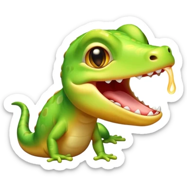 Cinematic Cute Yawning Gecko Portrait Emoji, Head tilted slightly with a dramatic, wide-open yawn, showcasing a compact, smooth-scaled body with slightly drooping eyelids and a relaxed, open-mouthed expression, Simplified yet irresistibly adorable features, highly detailed, glowing with a soft, cozy ambient glow, high shine, relaxed yet expressive, stylized with a hint of whimsical charm, soft glowing outline, capturing the essence of a drowsy yet affectionate gecko that appears ready to stretch out for a nap! sticker