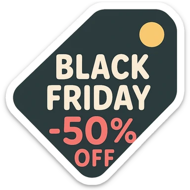 Black Friday label with hand lettering 50% off  sticker