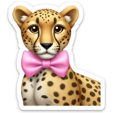 Cheetah wearing a pink bow sticker