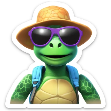Turtle from Adopt Me Roblox with accesosries sticker