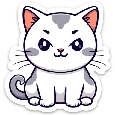 British short-hair cat with a silly face sticker