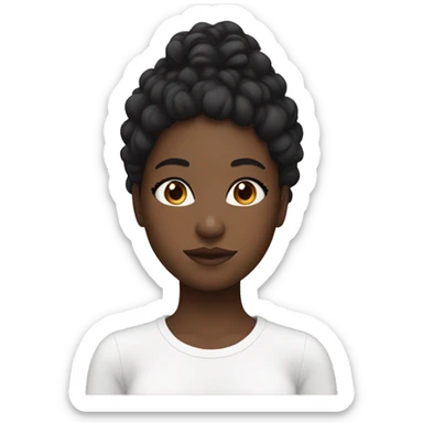 black girl wearing a white fitted tshirt with natural hair and blush and mascara sticker