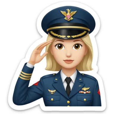 Teniente coronel mujer saludando sticker