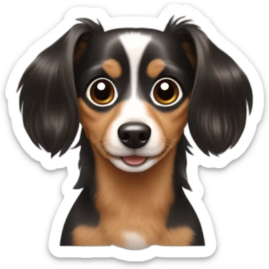 Long hair dachshund Chihuahua mix with brown & black hair sticker