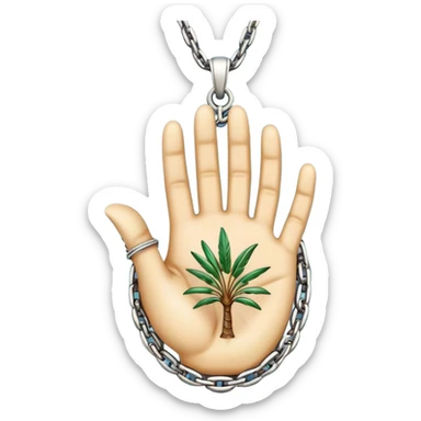 emojis for pendants with chains generally jewelry that is purposeful -- ethereal glowing hand with symbolic palm lines-- 5 fingers reading palm 
 sticker