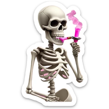 Skeleton with pink hookah  sticker