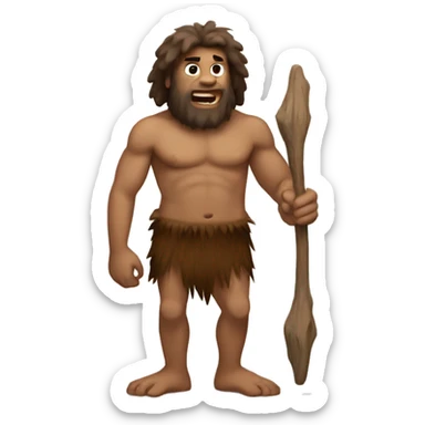 caveman with wooden wheels sticker