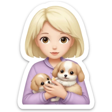 Pastel anime lady holding puppy sticker
