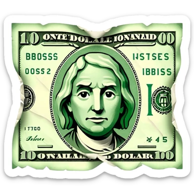 Ripped dollar bill sticker