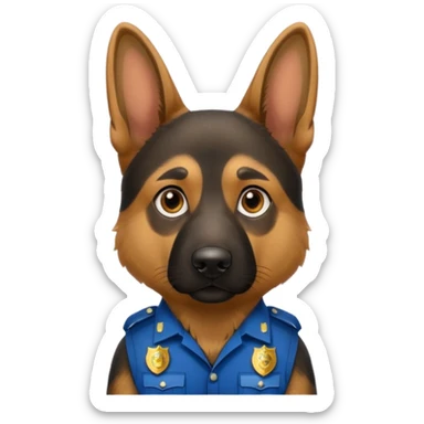 German Shepherd police dog with badge sticker