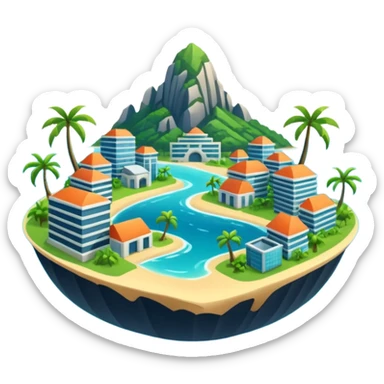 advanced modern island with advanced infrastructure sticker