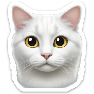 White cat with heterochromania sticker