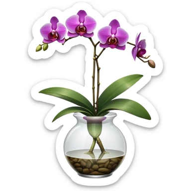 Orchid + glass vase, Window Plant. sticker