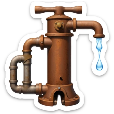 Ghibli style water pump with water pouring out of it sticker