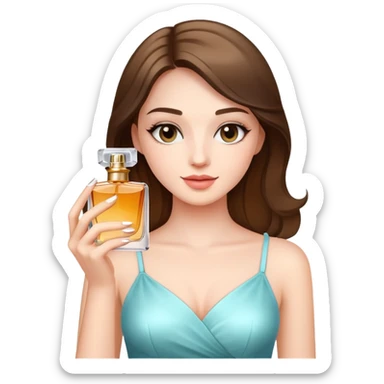 A pretty girl holding perfume  sticker