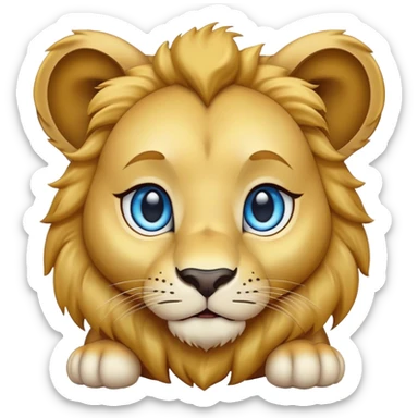 Happy blue eyed Lion baby sticker