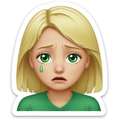 the girl is that criying she has green eyes and blondhair  sticker