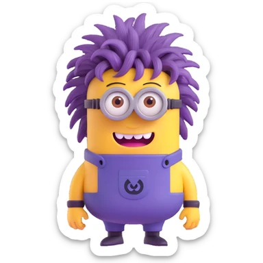 purple minion with crazy hair sticker