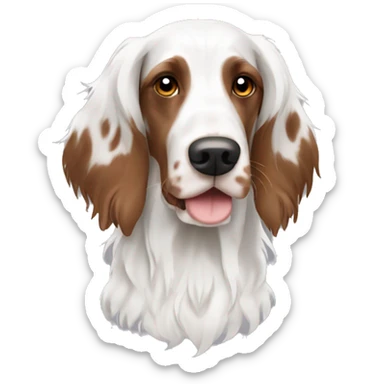 White and brown english setter with complete Brown ears  sticker